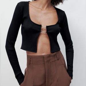 ZARA Ribbed Cropped Cardigan